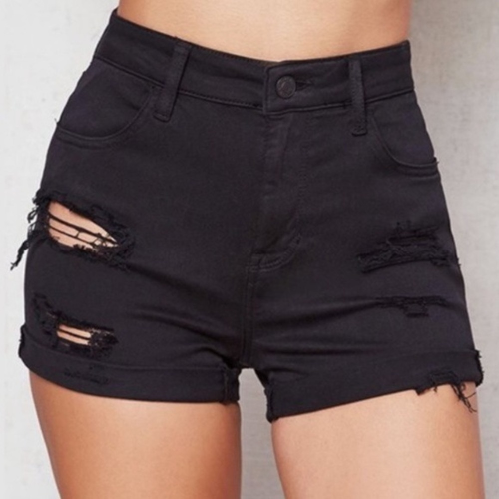 NWT Black High Waist Shorts with Rip Detail